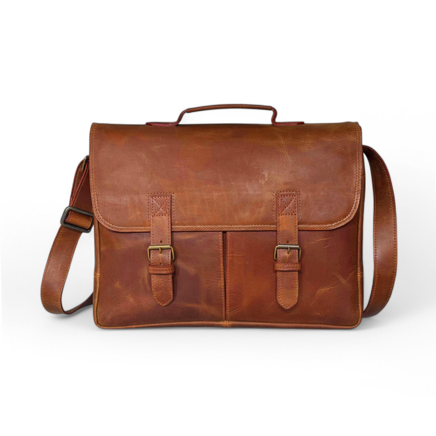 Classic Brown Leather Laptop Bag – Timeless Style & Function