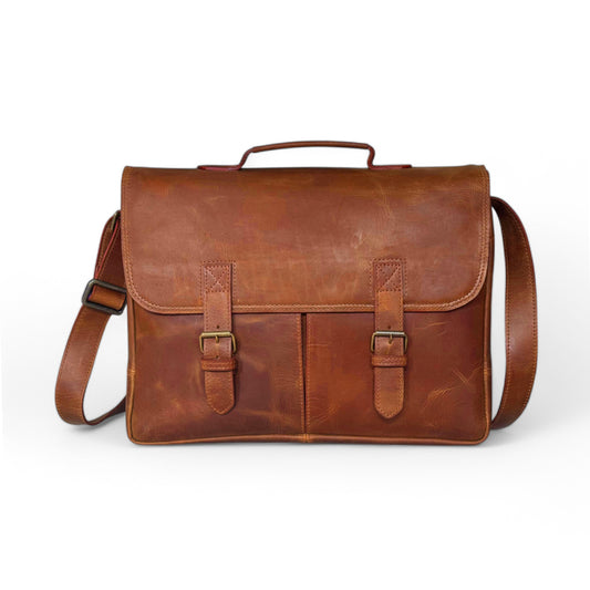 Classic Brown Leather Laptop Bag – Timeless Style & Function