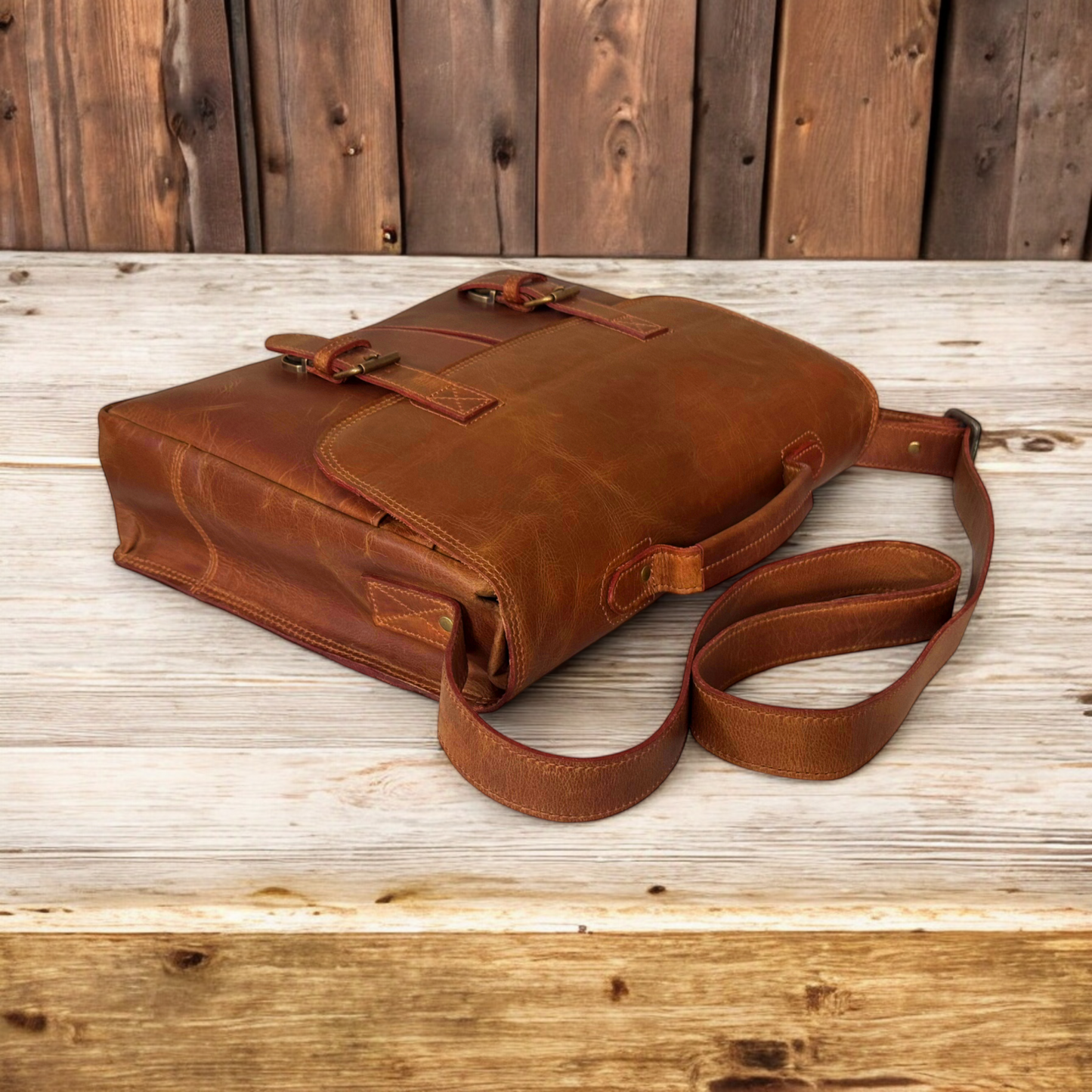 Classic Brown Leather Laptop Bag – Timeless Style & Function