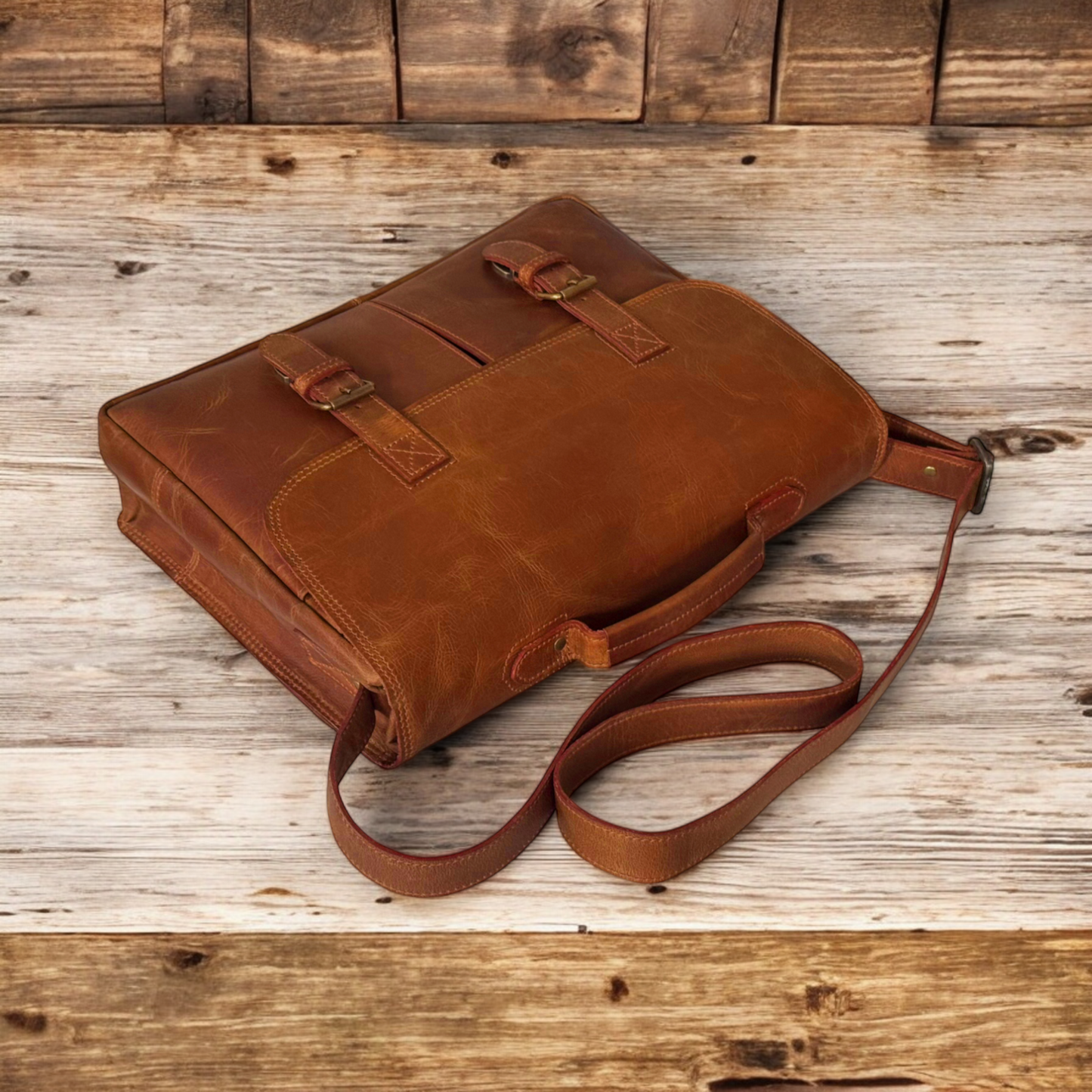 Classic Brown Leather Laptop Bag – Timeless Style & Function