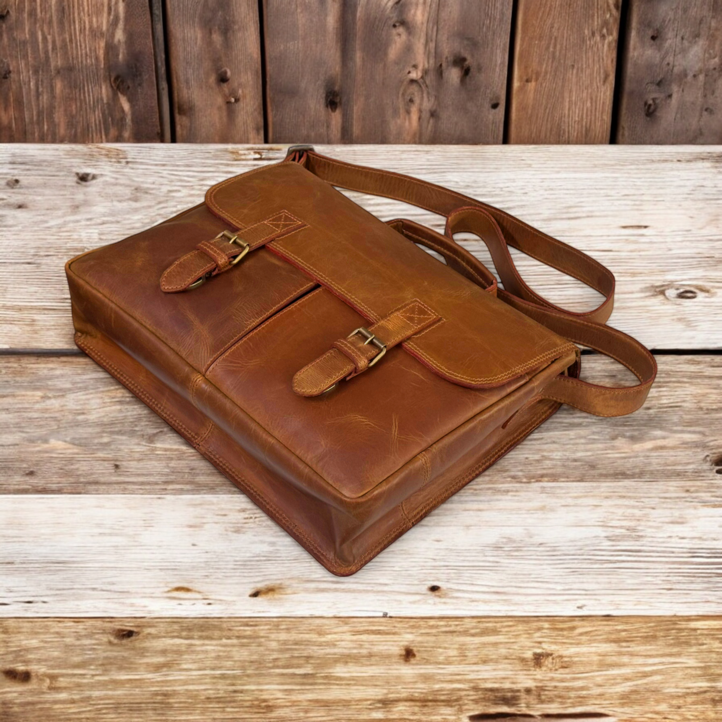 Classic Brown Leather Laptop Bag – Timeless Style & Function