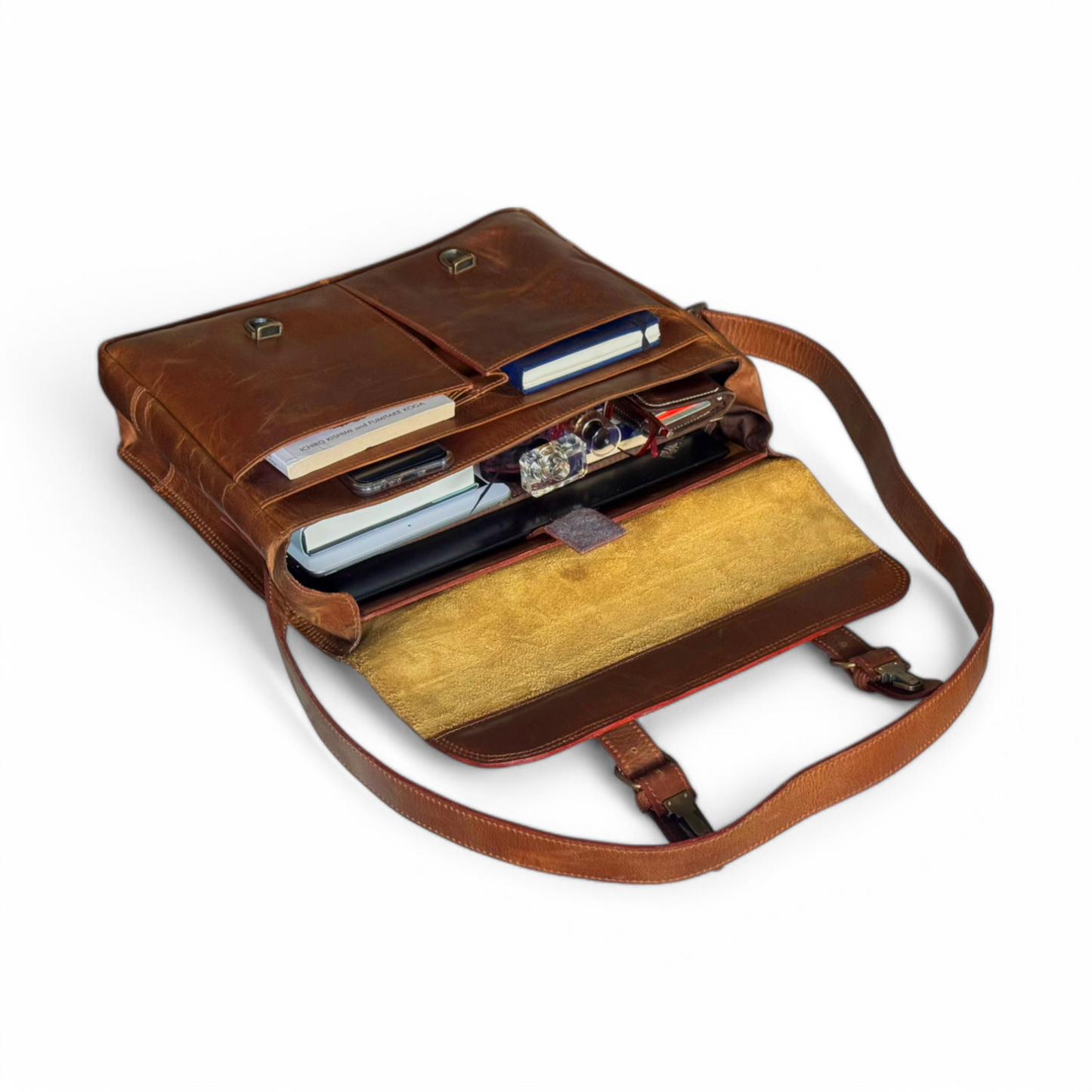 Classic Brown Leather Laptop Bag – Timeless Style & Function