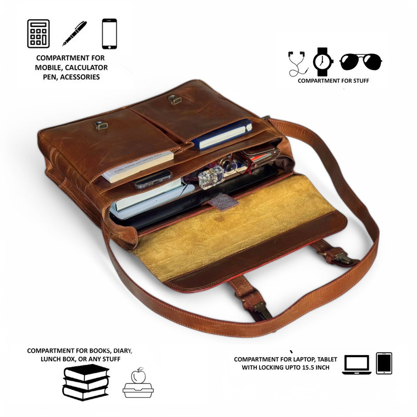 Classic Brown Leather Laptop Bag – Timeless Style & Function