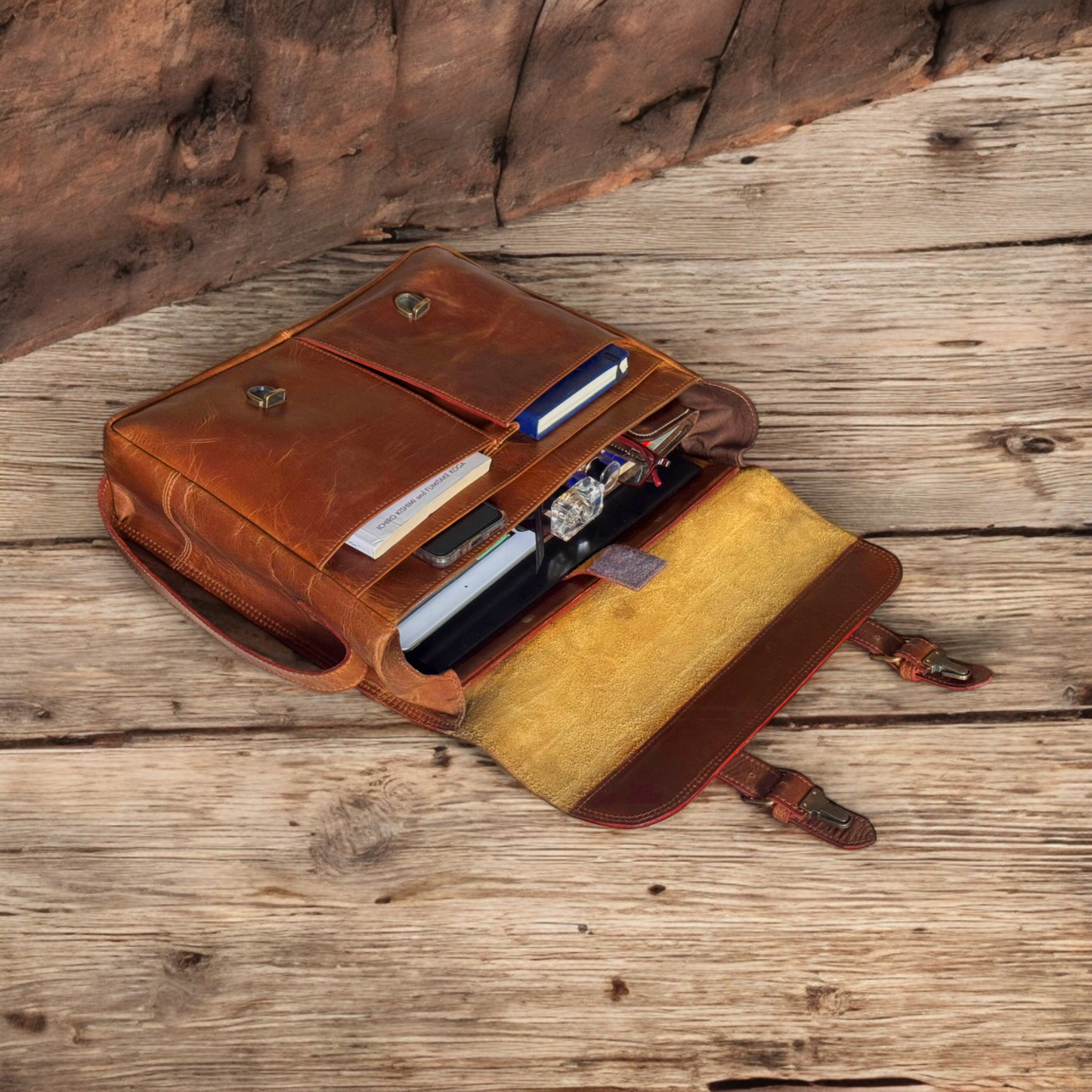 Classic Brown Leather Laptop Bag – Timeless Style & Function
