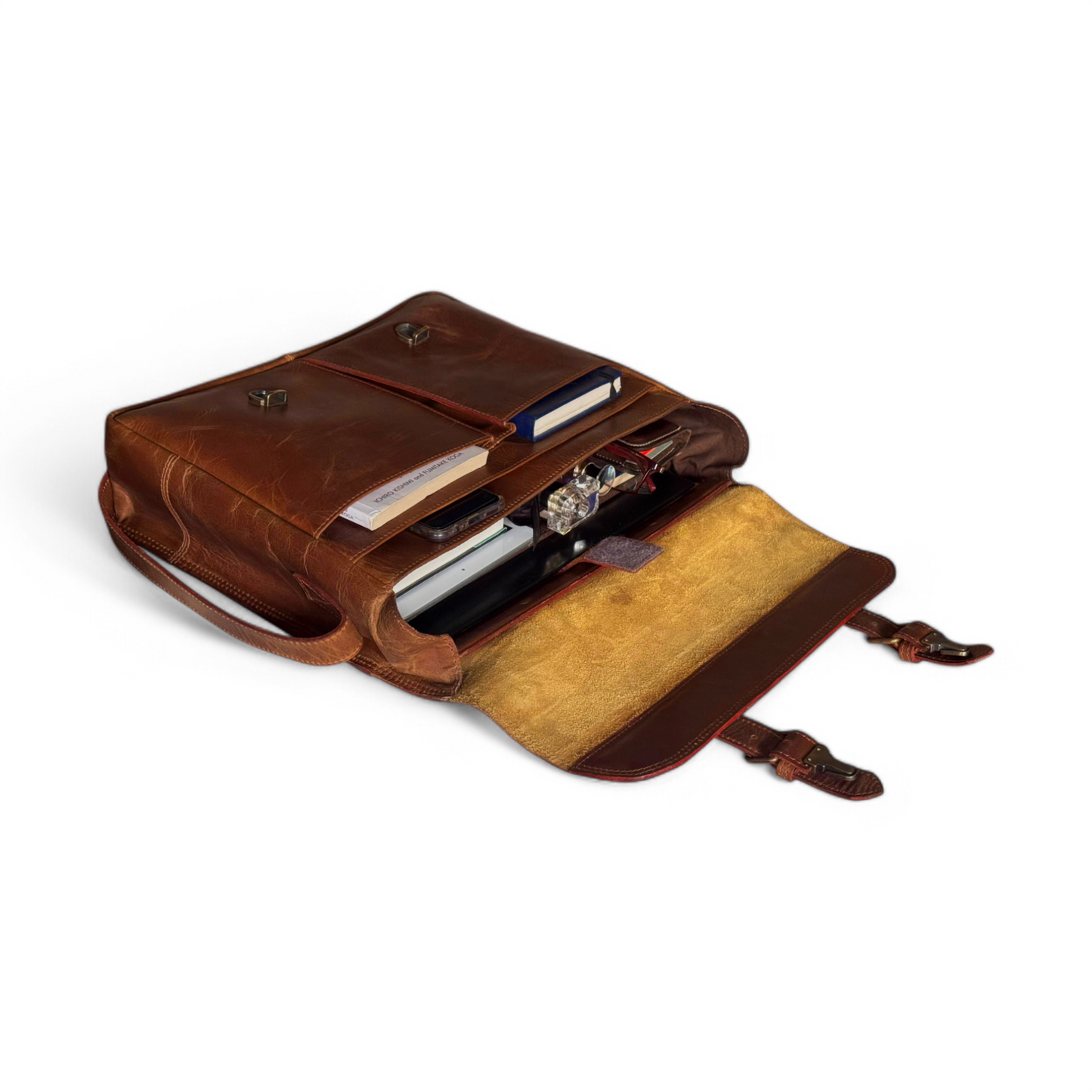 Classic Brown Leather Laptop Bag – Timeless Style & Function