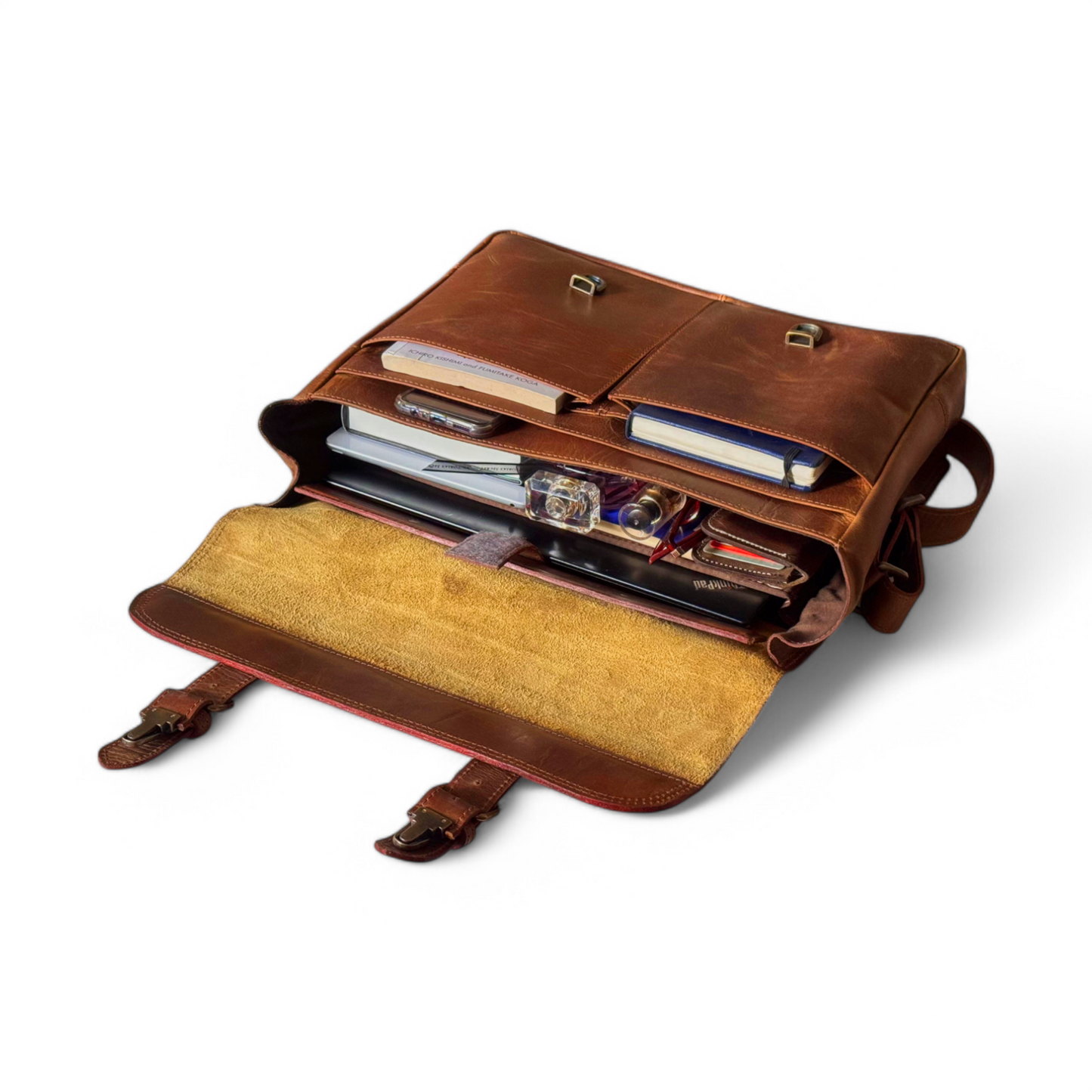Classic Brown Leather Laptop Bag – Timeless Style & Function
