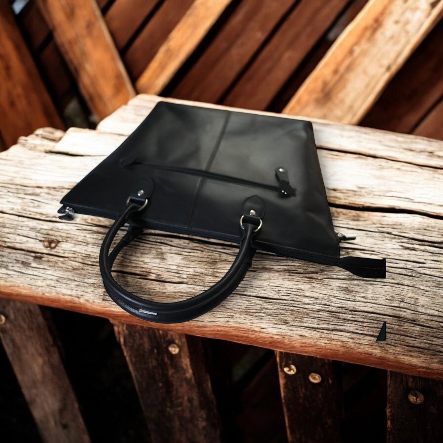 Black Leather Tote Bag