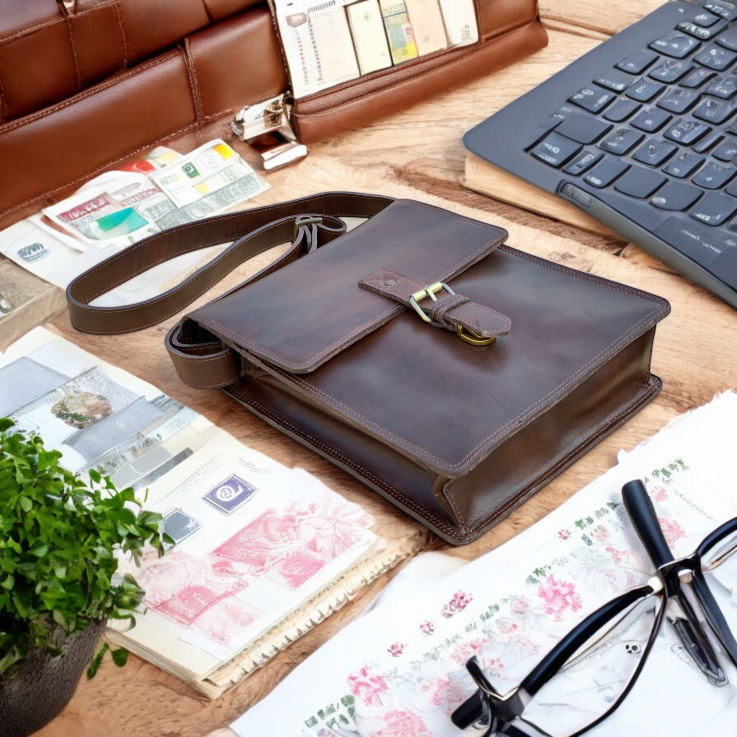 Stylish & Versatile Leather Brown Crossbody Bag