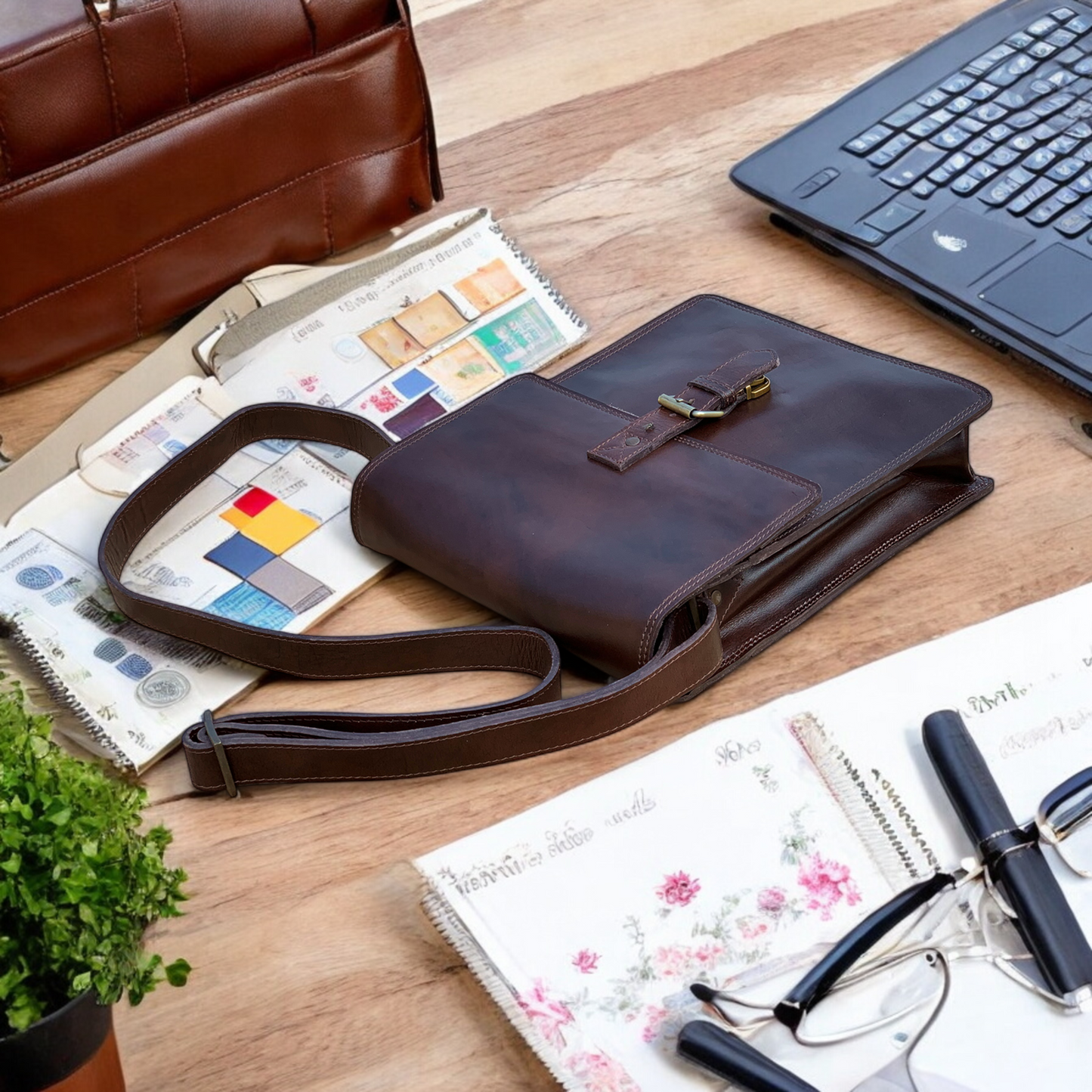 Stylish & Versatile Leather Brown Crossbody Bag