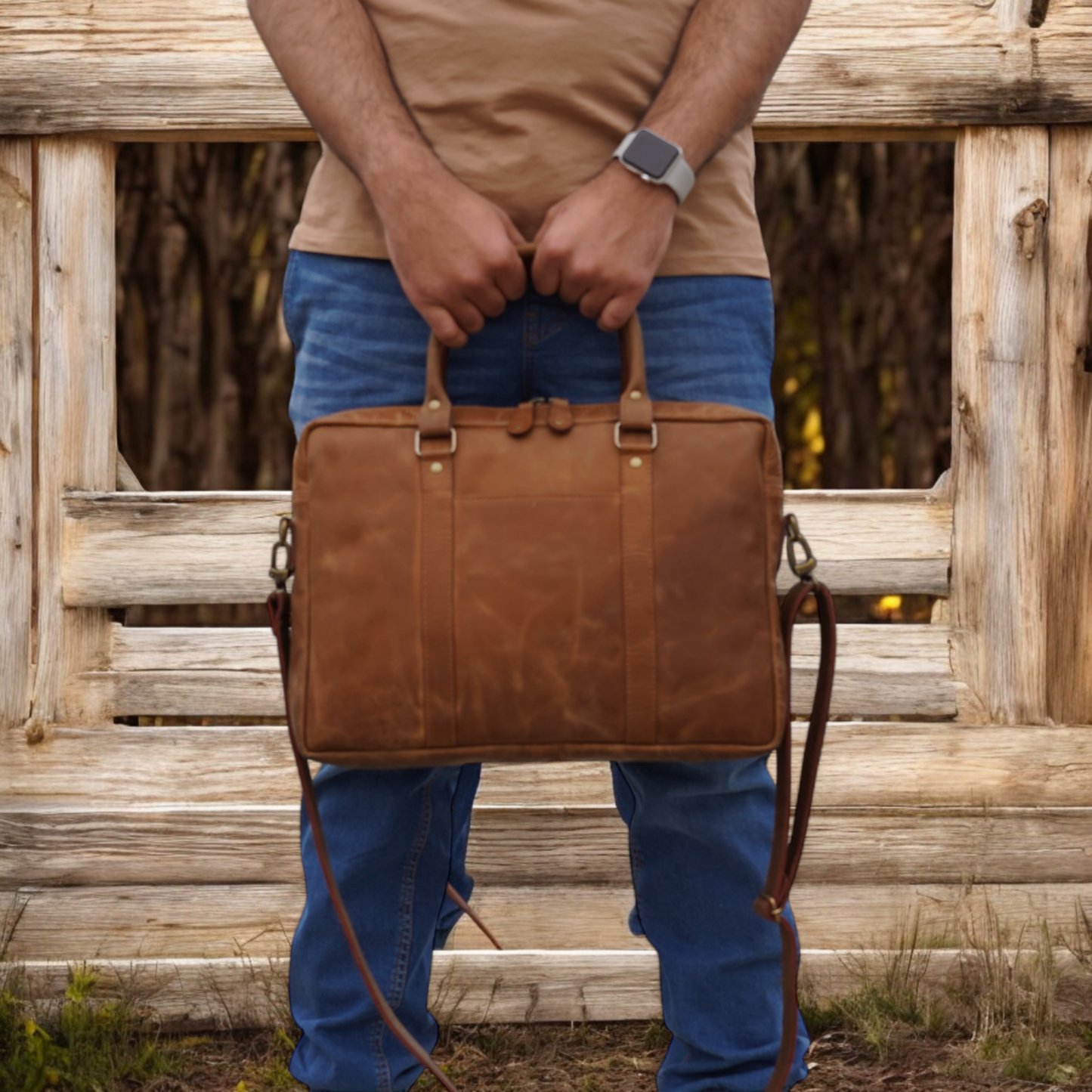 Premium Leather Laptop Bag for Work & Travel
