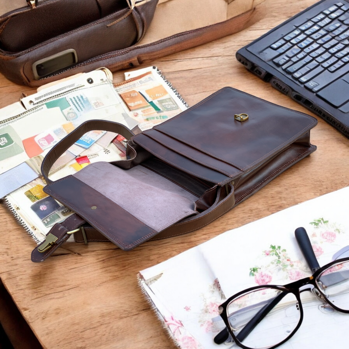 Stylish & Versatile Leather Brown Crossbody Bag