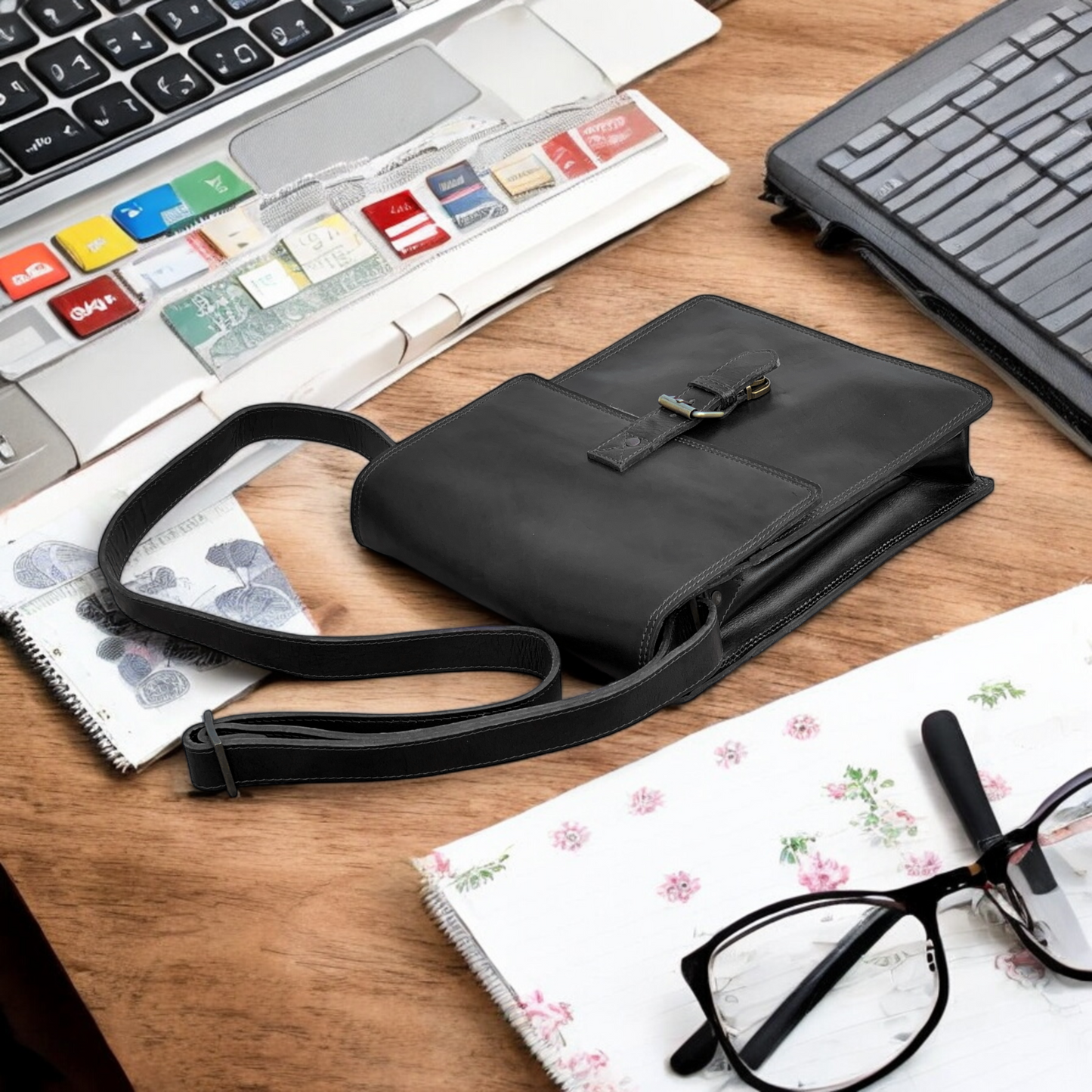 Black Leather Crossbody Bag