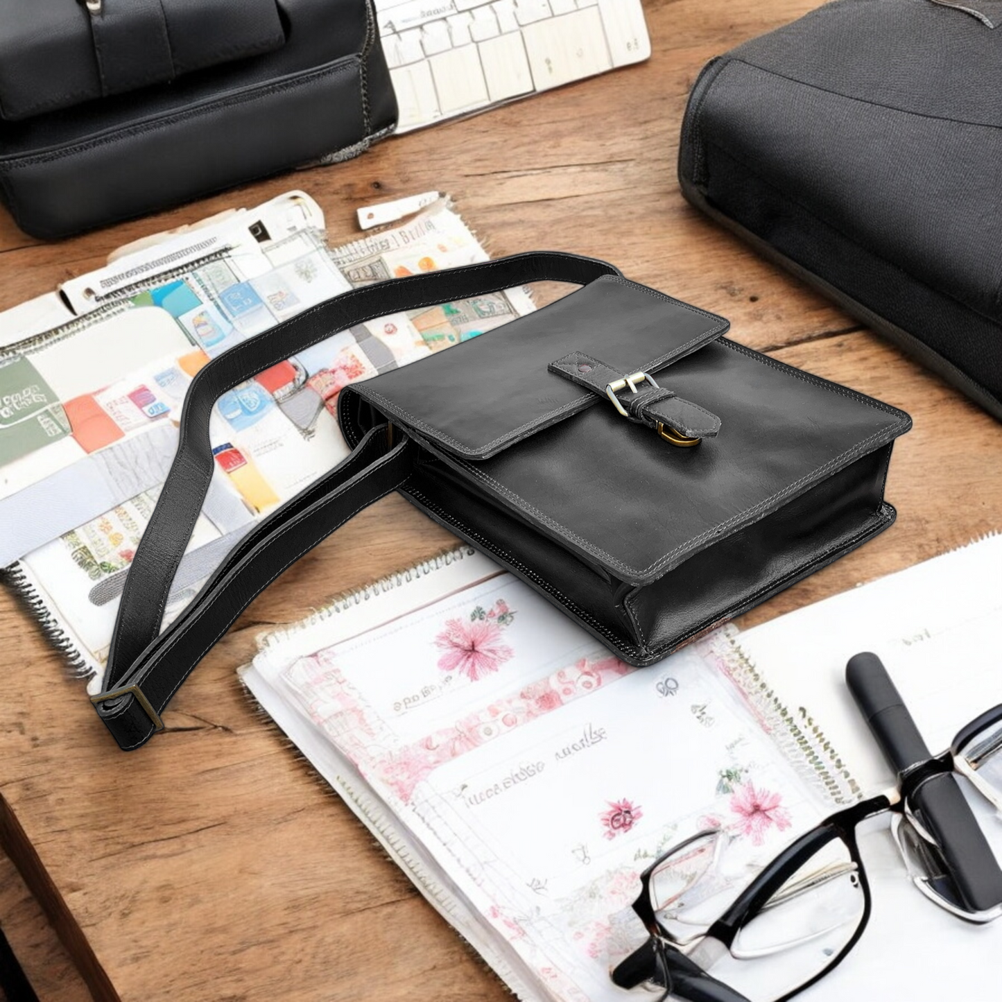 Black Leather Crossbody Bag