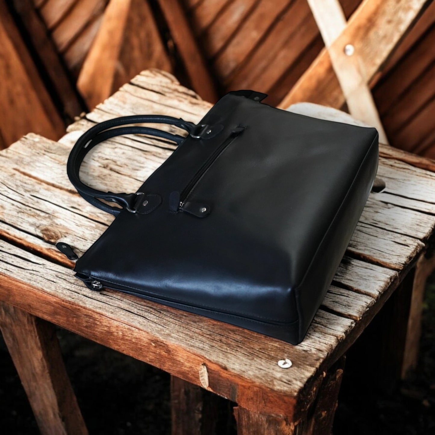 Black Leather Tote Bag