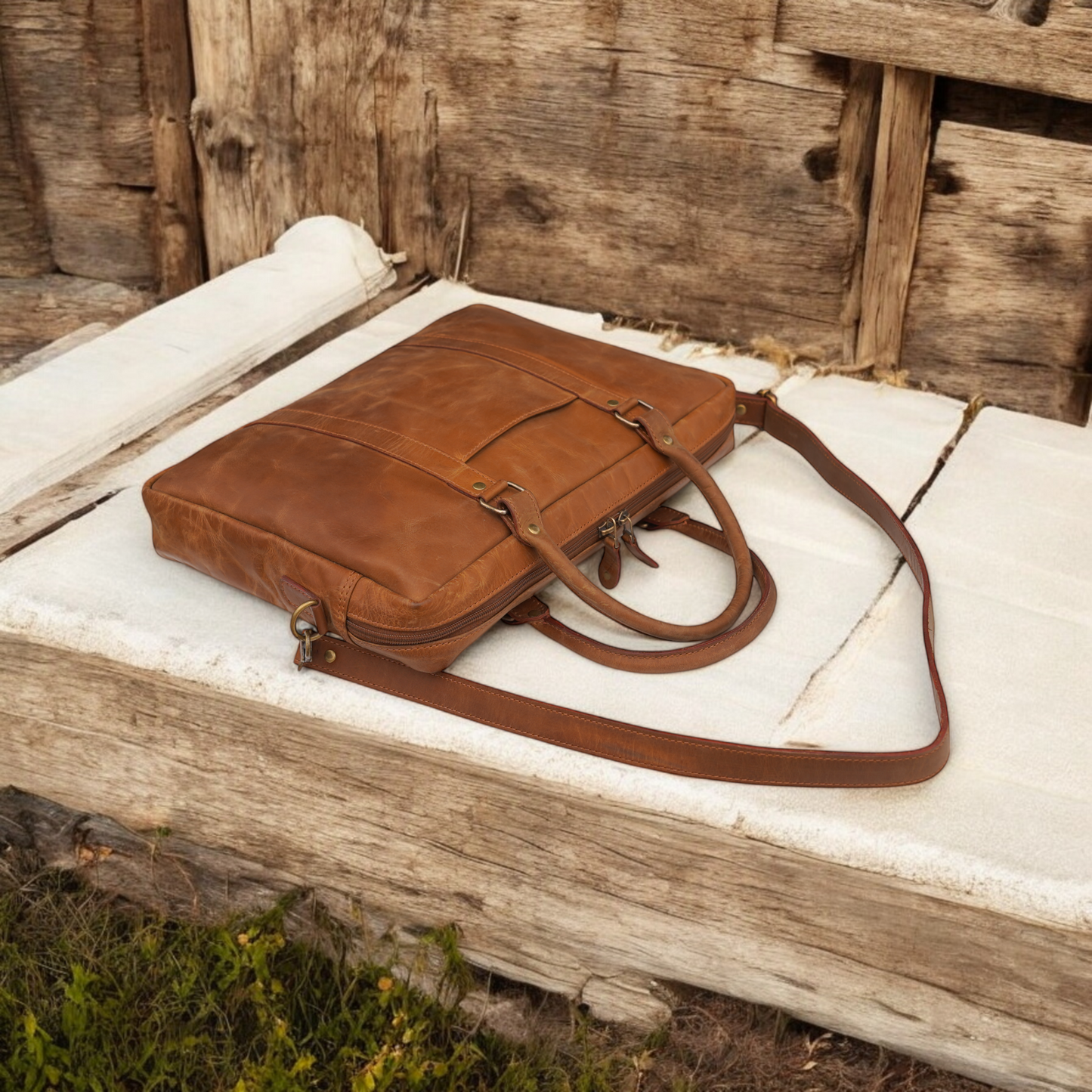 Premium Leather Laptop Bag for Work & Travel